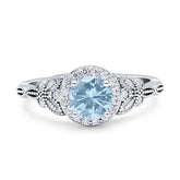 Art Deco Round Butterfly Aquamarine Cubic Zirconia Ring